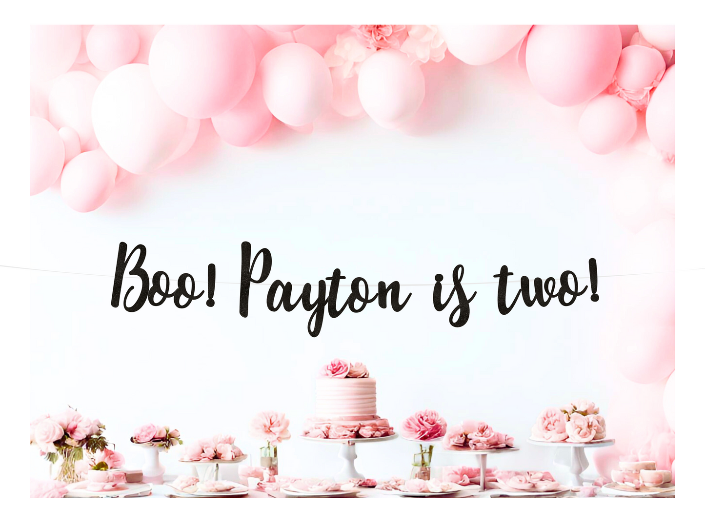 Boo! I'm Two! Black Glitter Banner