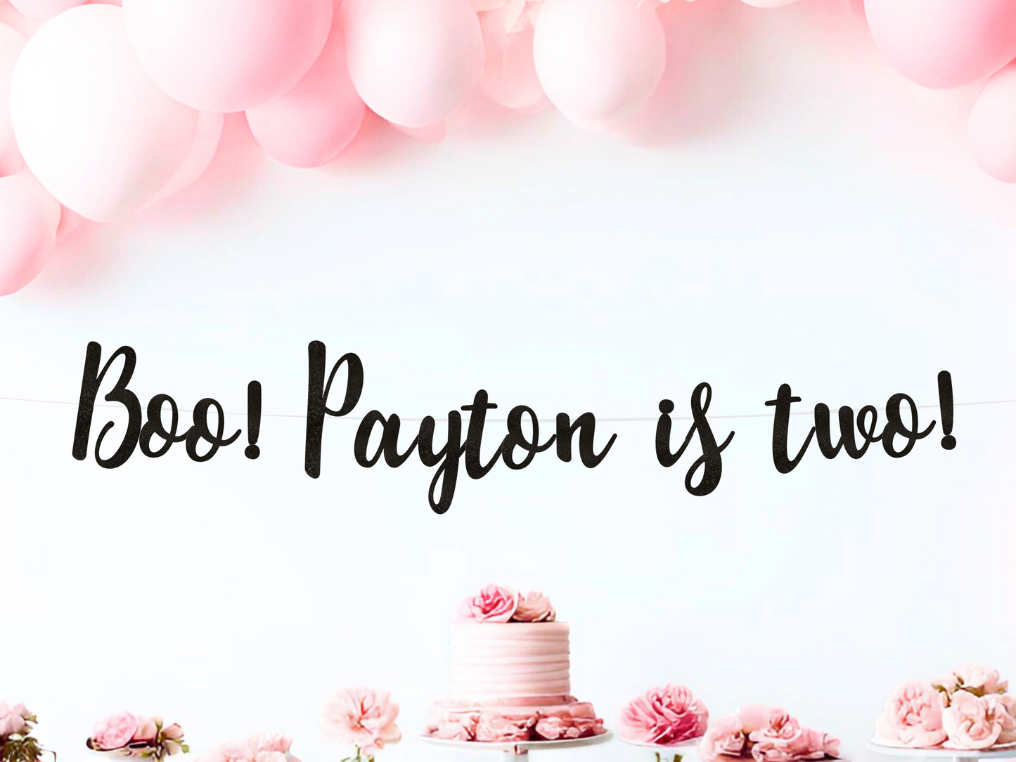 Boo! I'm Two! Black Glitter Banner