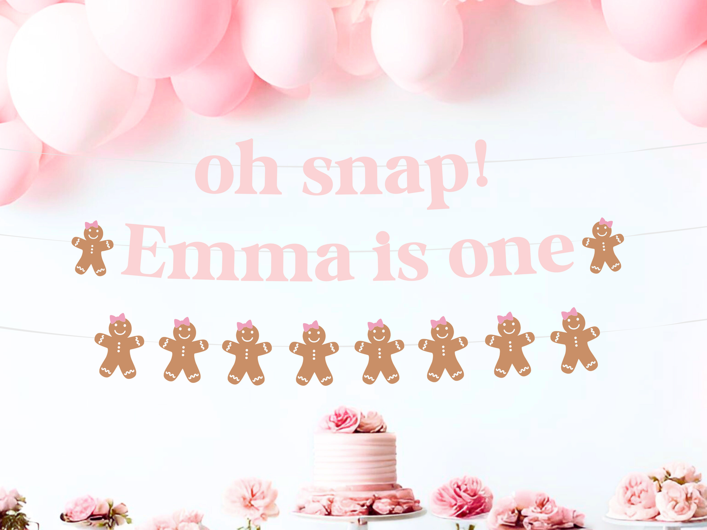 Christmas Girl Gingerbread Banner, Oh Snap Themed Birthday