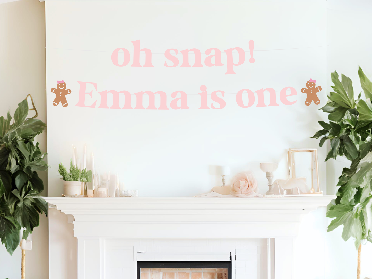 Pink Gingerbread Oh Snap First Birthday Decorations | ANY AGE | Personalized Christmas 1st Birthday Banner