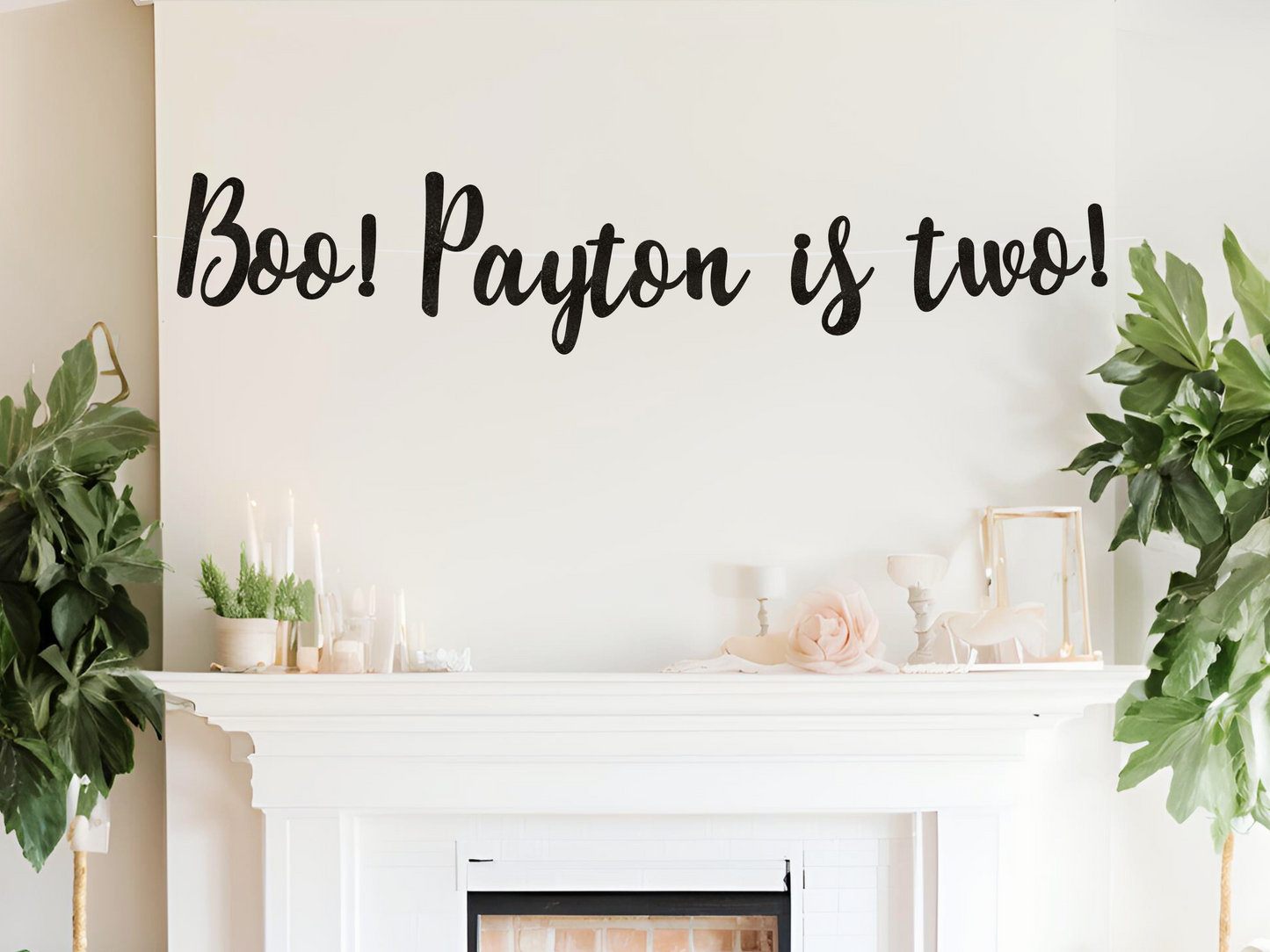 Boo! I'm Two! Black Glitter Banner