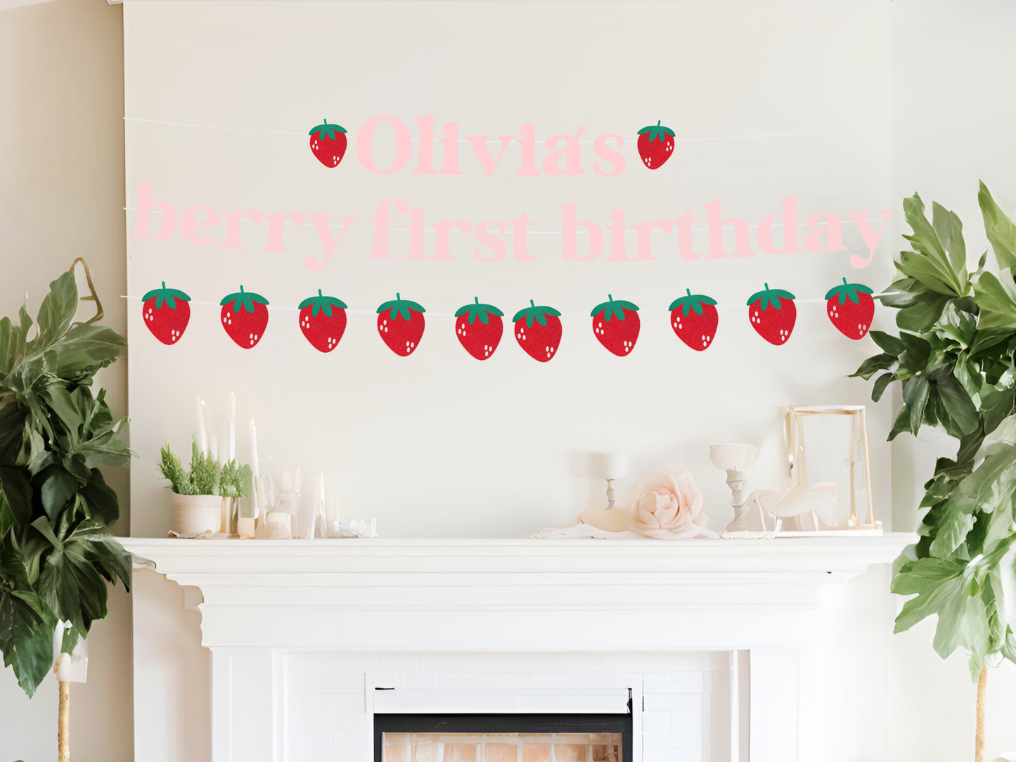 Personalized Berry 1st Birthday Banner - Strawberry First Birthday Theme