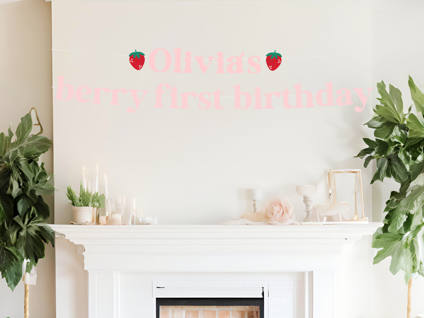 Personalized Berry 1st Birthday Banner - Strawberry First Birthday Theme