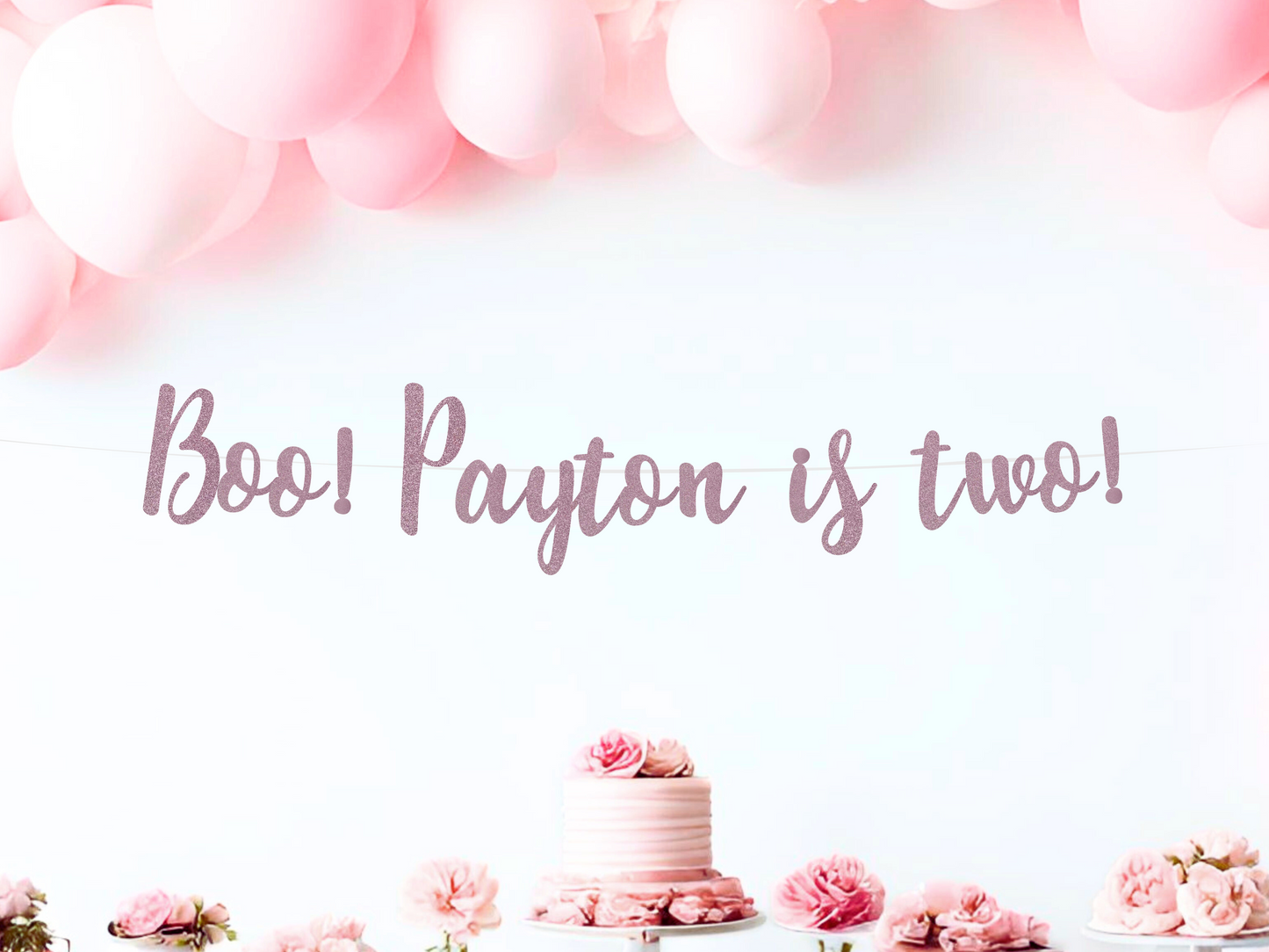 Boo! I'm Two! Black Glitter Banner