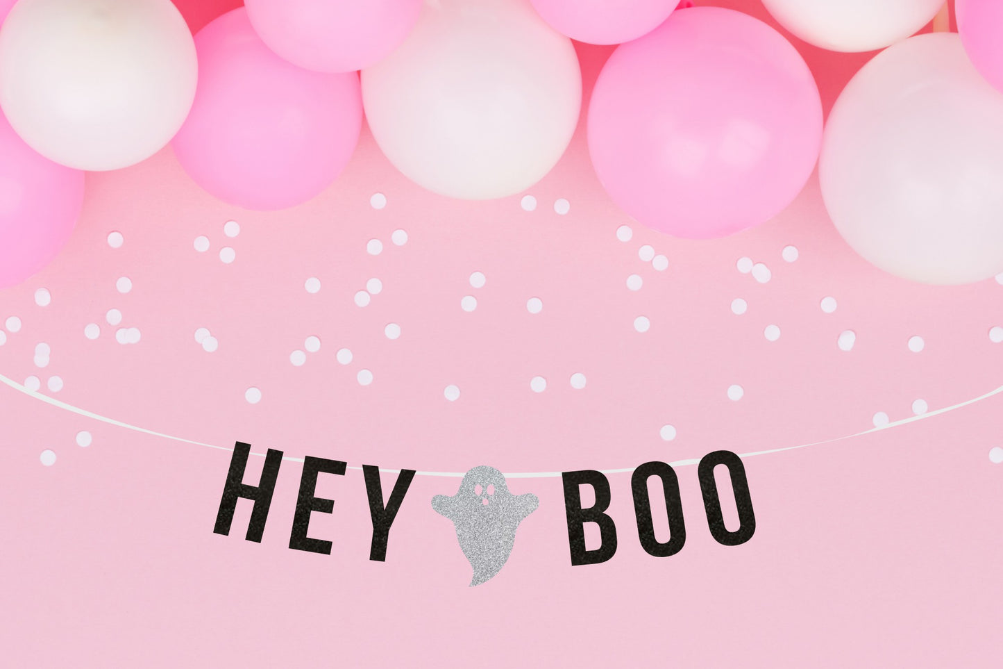 Hey Boo Banner - Black & Silver Glitter
