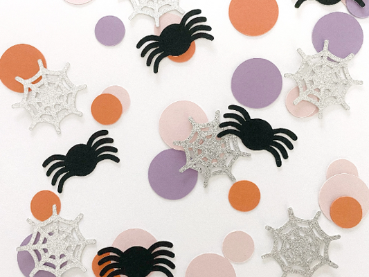 Halloween Confetti with Spiders and Webs