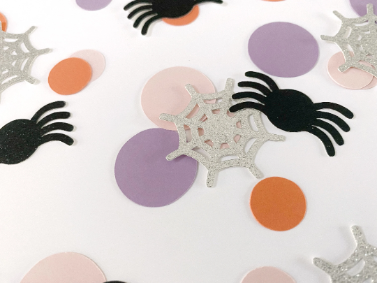 Halloween Confetti with Spiders and Webs