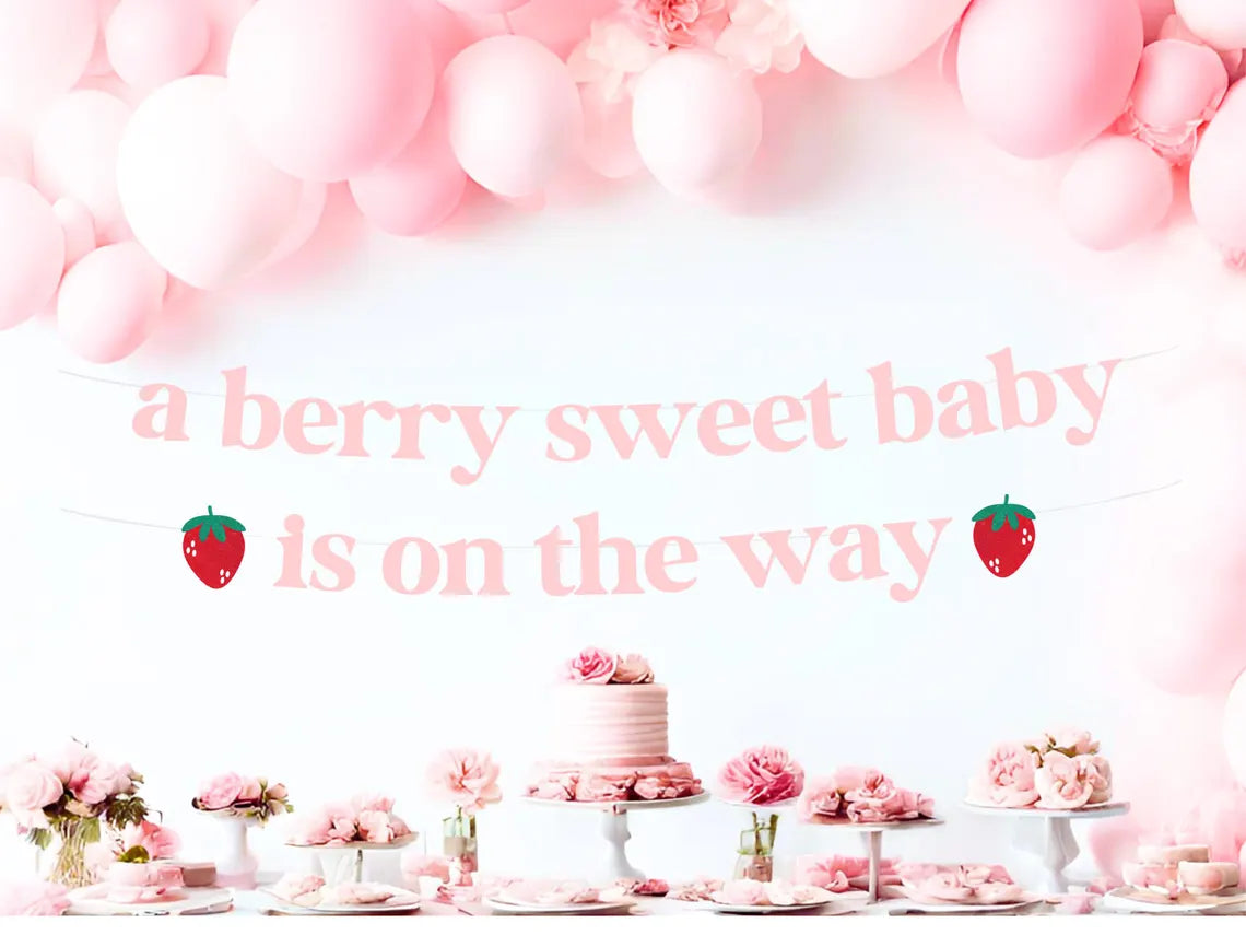 Berry Sweet Baby Shower Banner, Strawberry Theme Decor