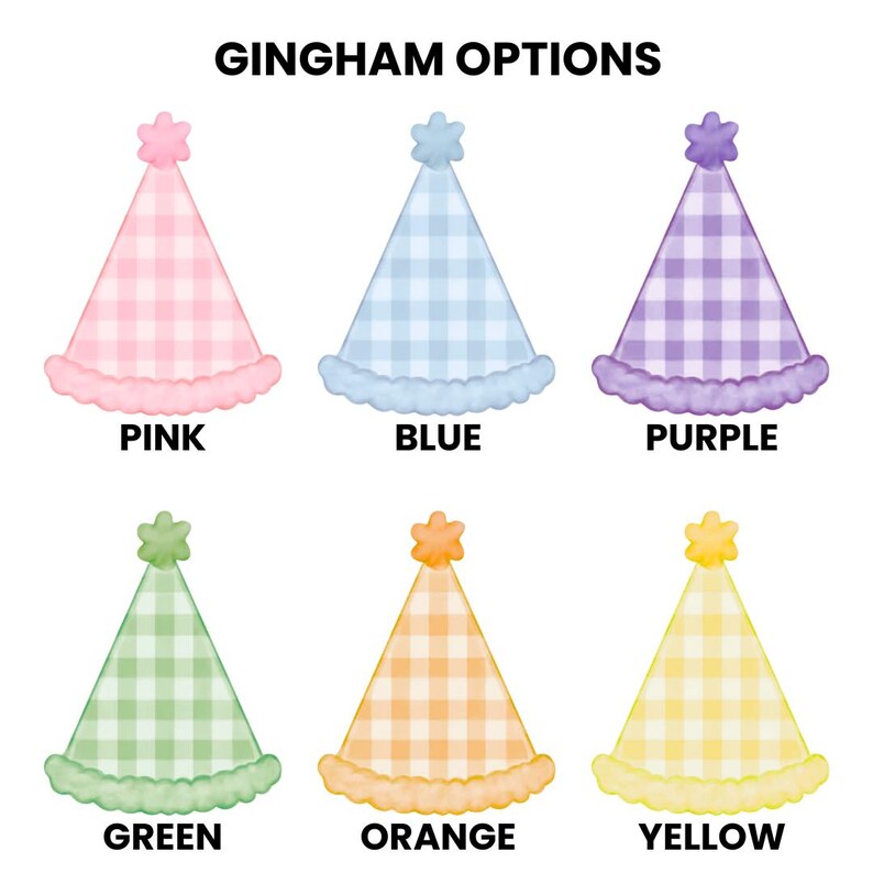 Gingham Party Hat Face Confetti | Pastel First Birthday Party Decorations