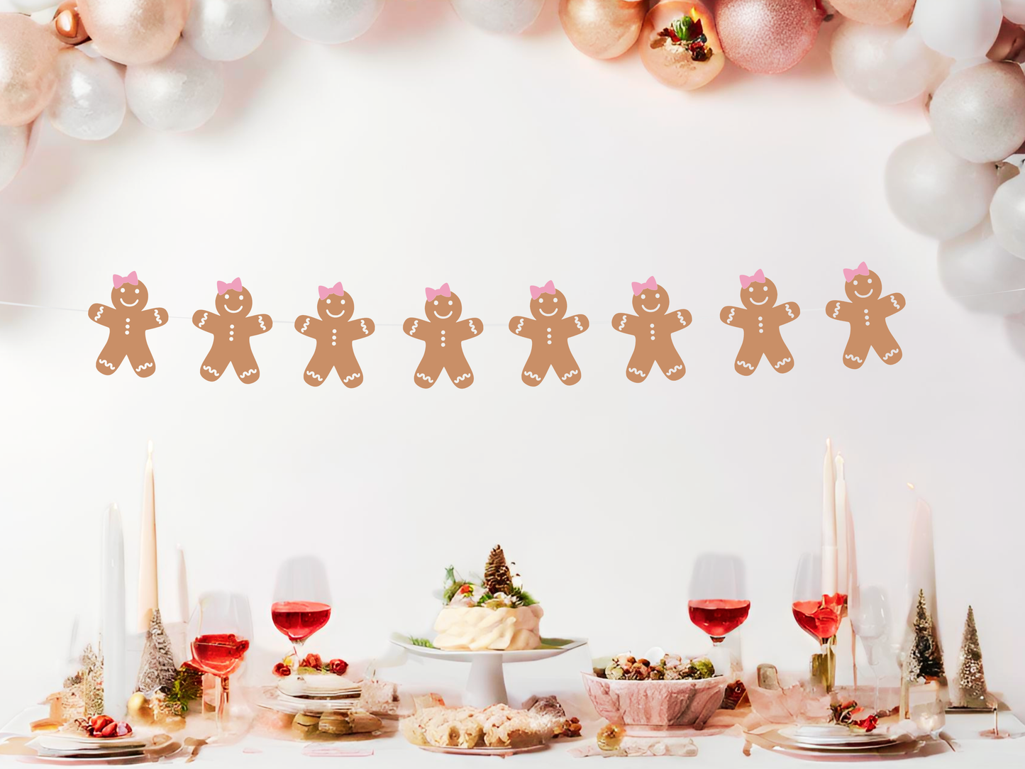 Pink Gingerbread Oh Snap First Birthday Decorations | ANY AGE | Personalized Christmas 1st Birthday Banner