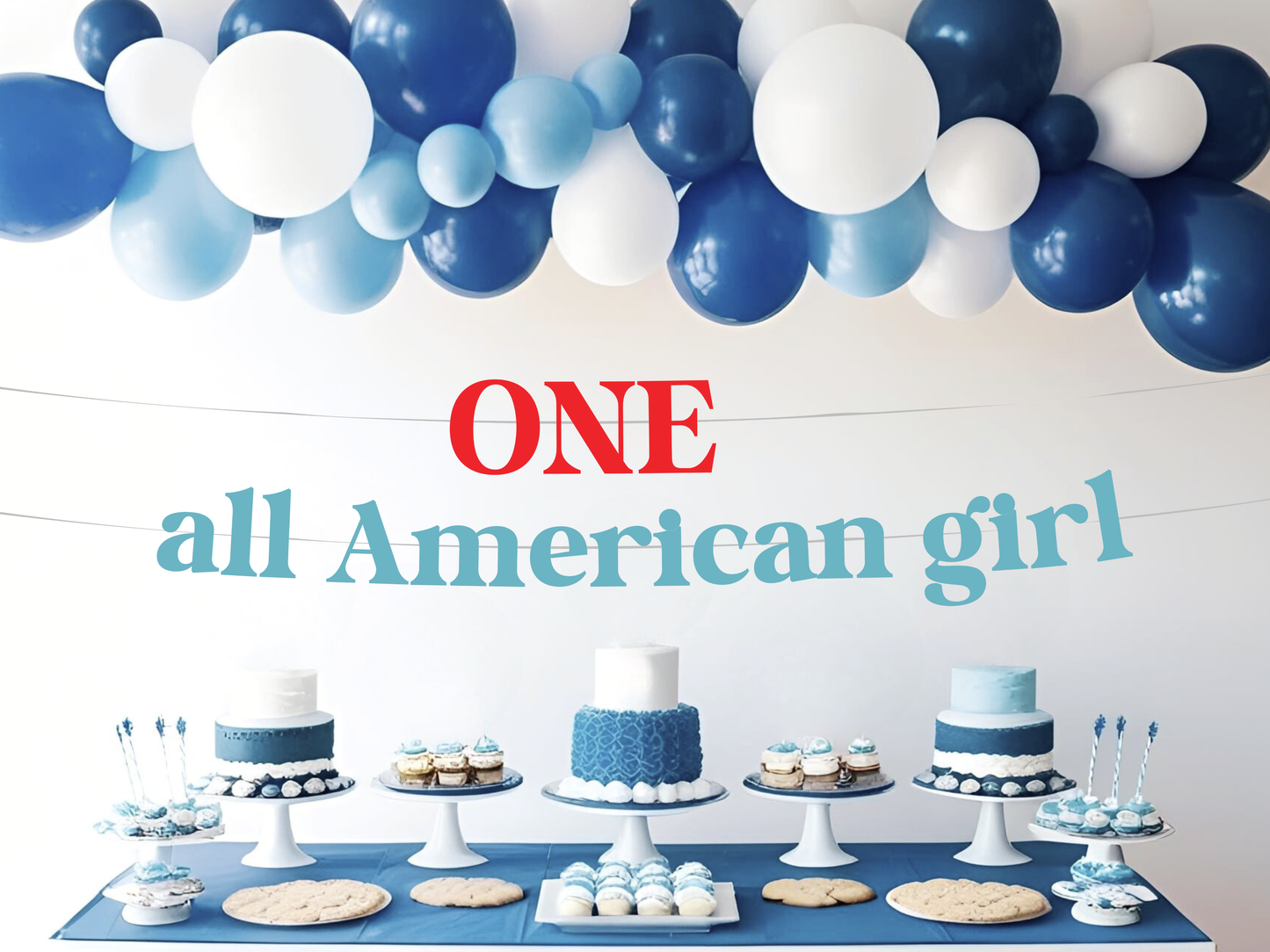 One All American Girl First Birthday Banner, Patriotic Party Decor