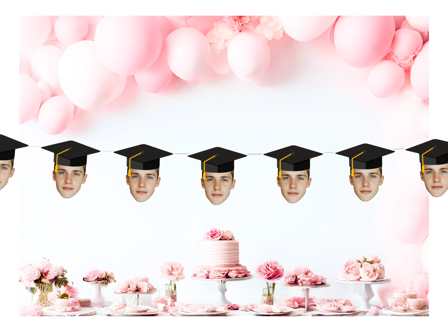Custom Face Graduation Banner, Personalized Photo Banner, Funny Grad Party Decor