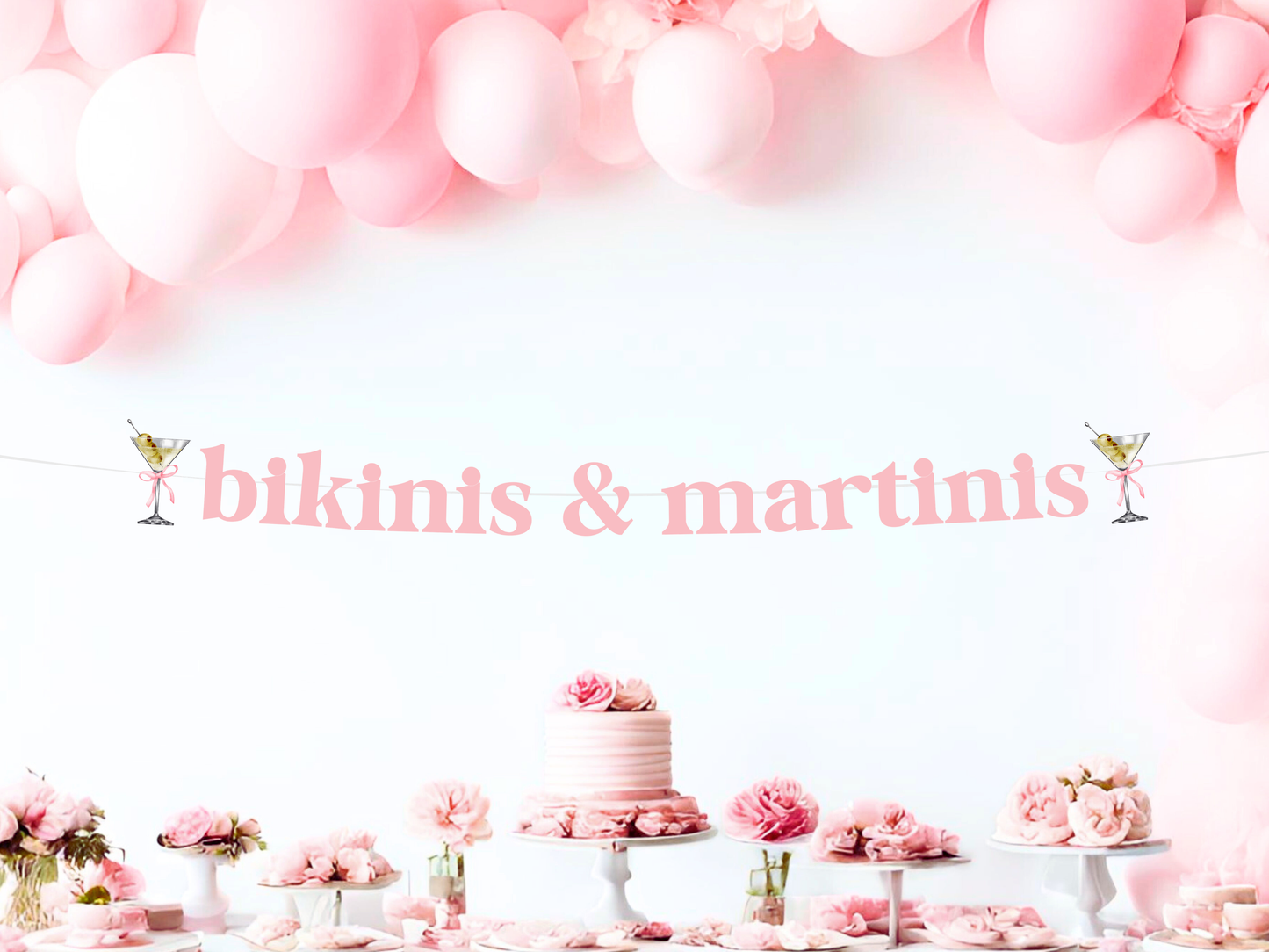 Bikinis and Martinis Banner, Martini Bachelorette Decor
