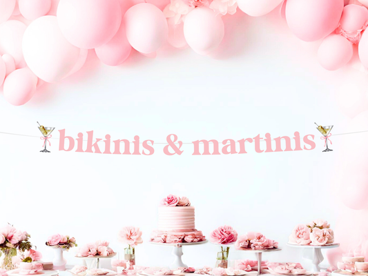 Bikinis and Martinis Banner, Martini Bachelorette Decor