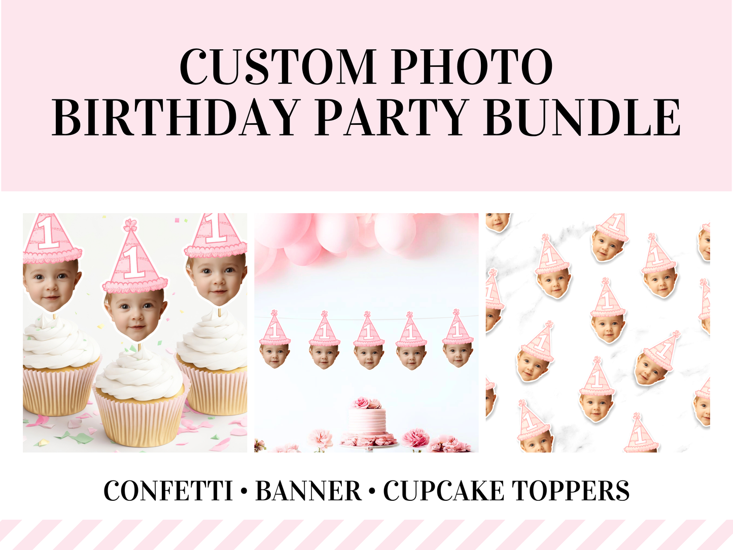 Custom Face Party Bundle, Photo Birthday Party Bundle