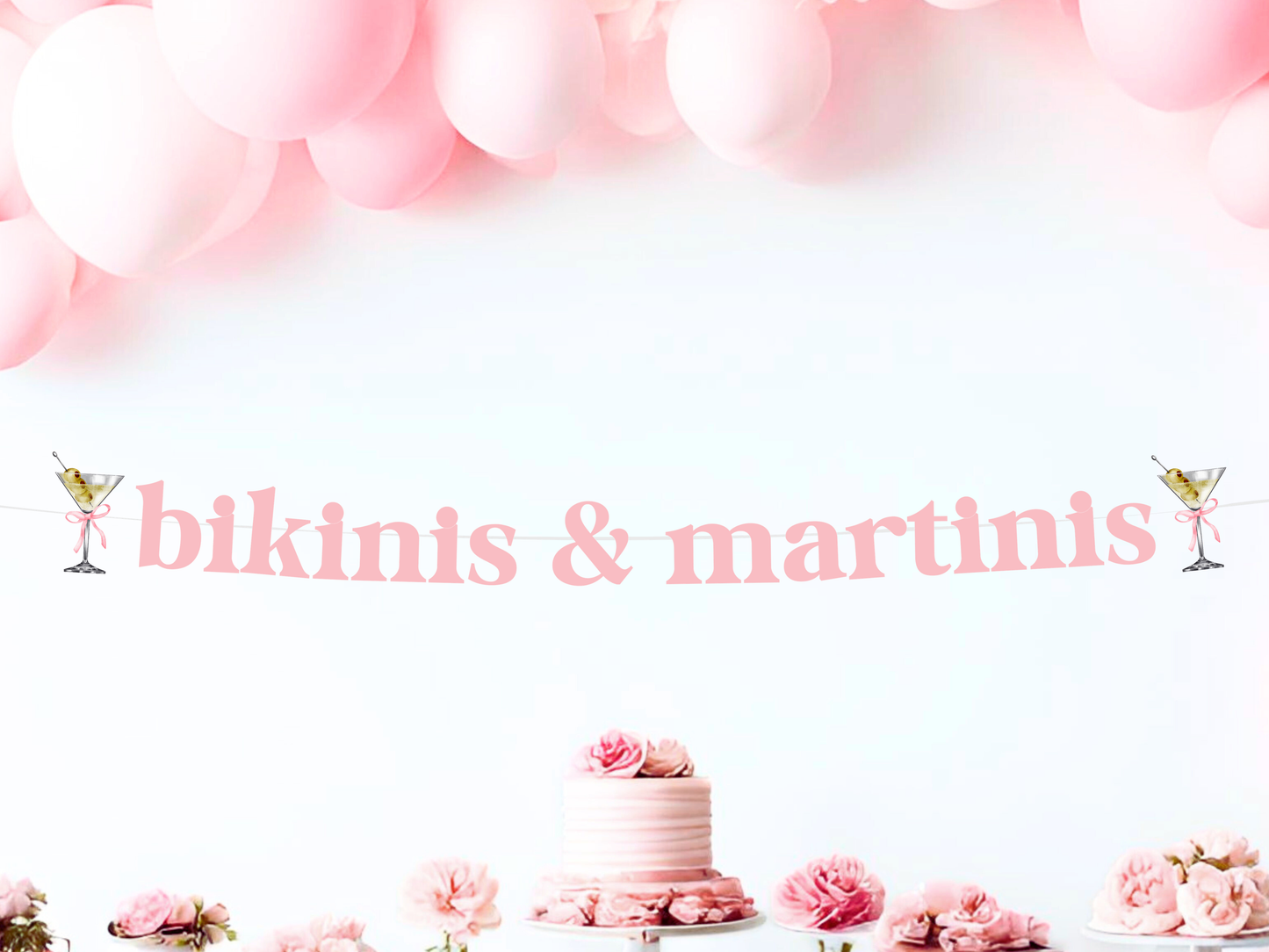 Bikinis and Martinis Banner, Martini Bachelorette Decor
