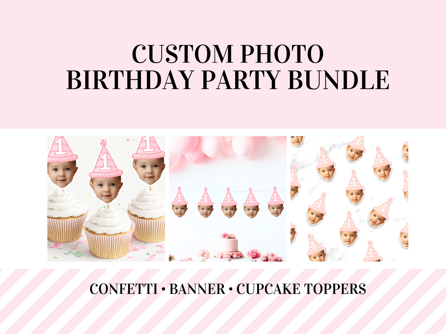 Custom Face Party Bundle, Photo Birthday Party Bundle