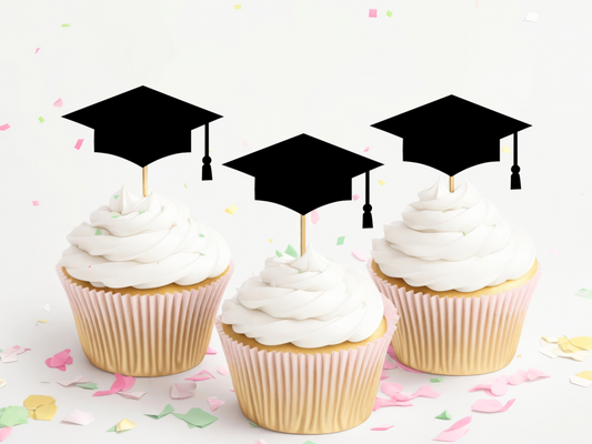 Graduation Cupcake Toppers - Grad Caps