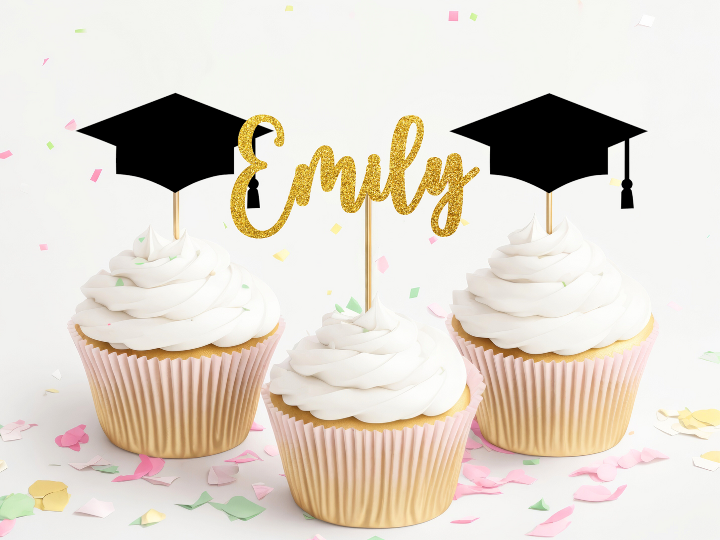 Personalized Name Graduation Cupcake Toppers