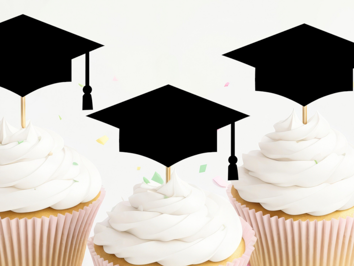 Graduation Cupcake Toppers - Grad Caps