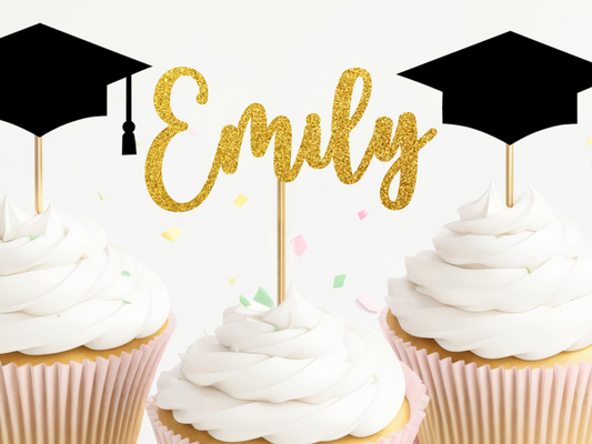 Personalized Name Graduation Cupcake Toppers