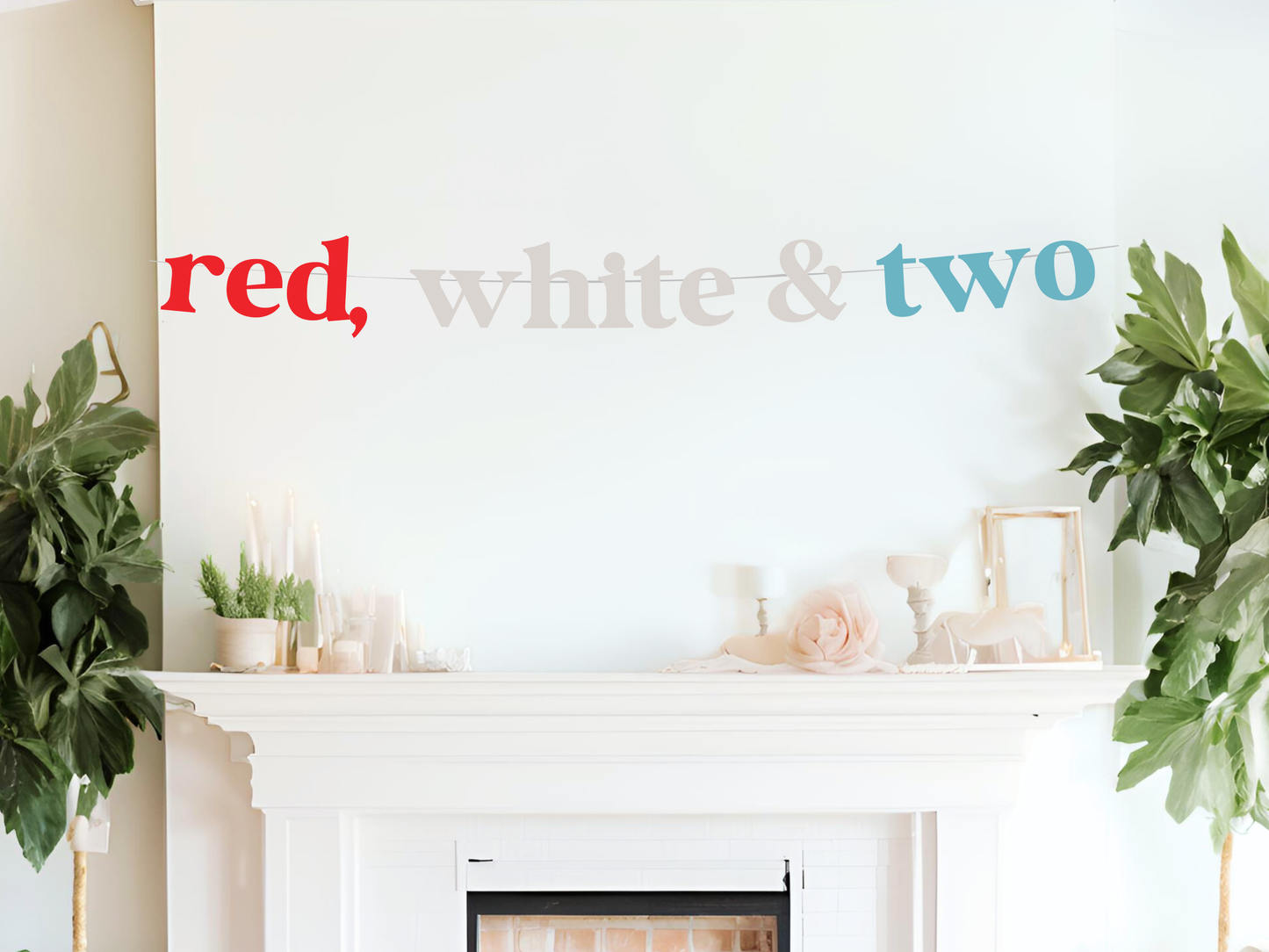 Red, White and Two Birthday Banner, Preppy All American Party Decorations