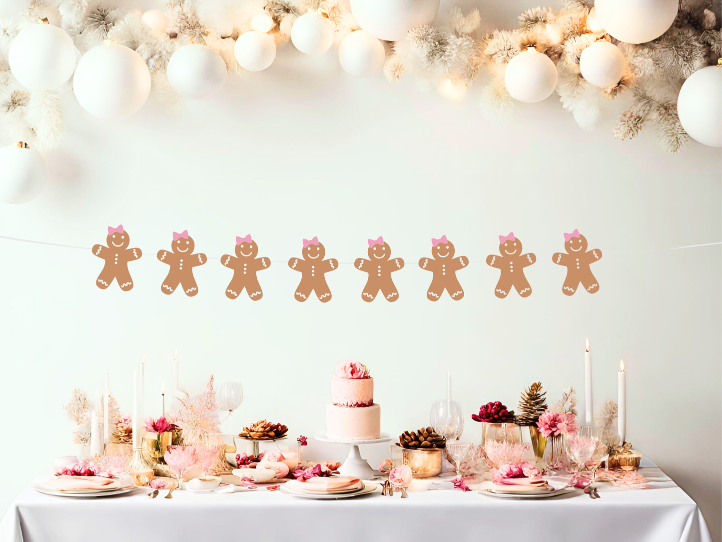 Pink Gingerbread Oh Snap First Birthday Decorations | ANY AGE | Personalized Christmas 1st Birthday Banner