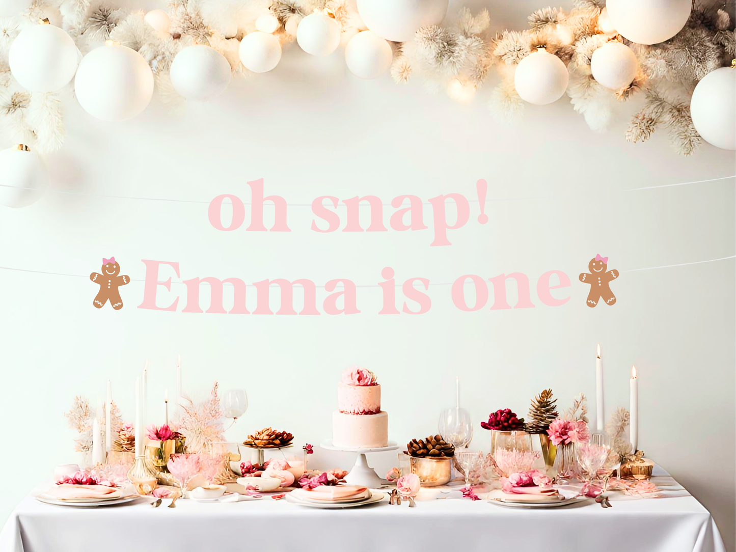 Christmas Girl Gingerbread Banner, Oh Snap Themed Birthday