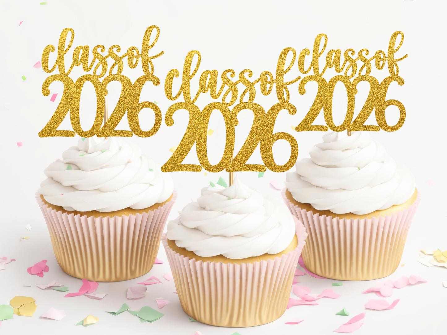 Graduation Cupcake Toppers - Class of 2026