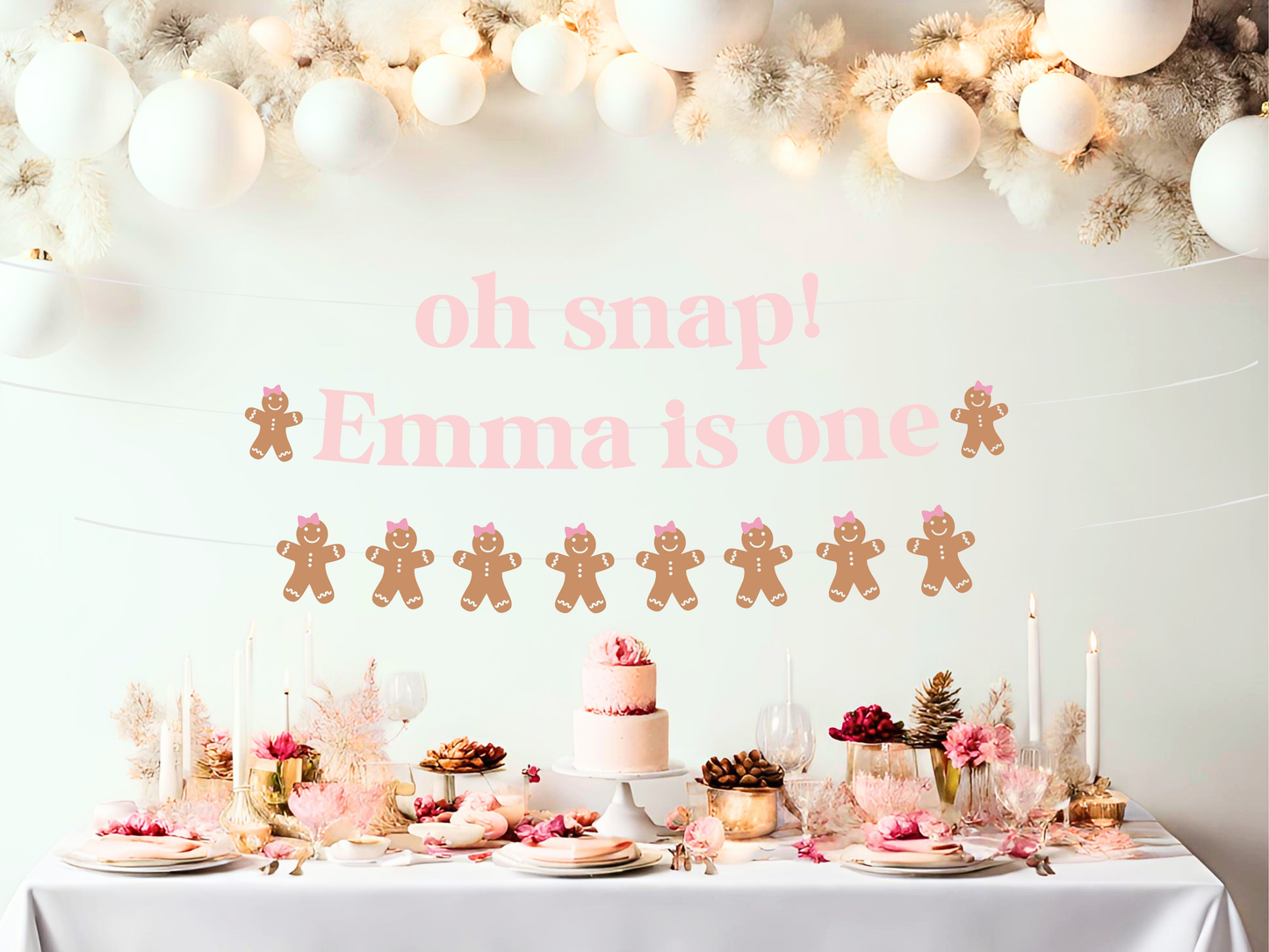 Christmas Girl Gingerbread Banner, Oh Snap Themed Birthday