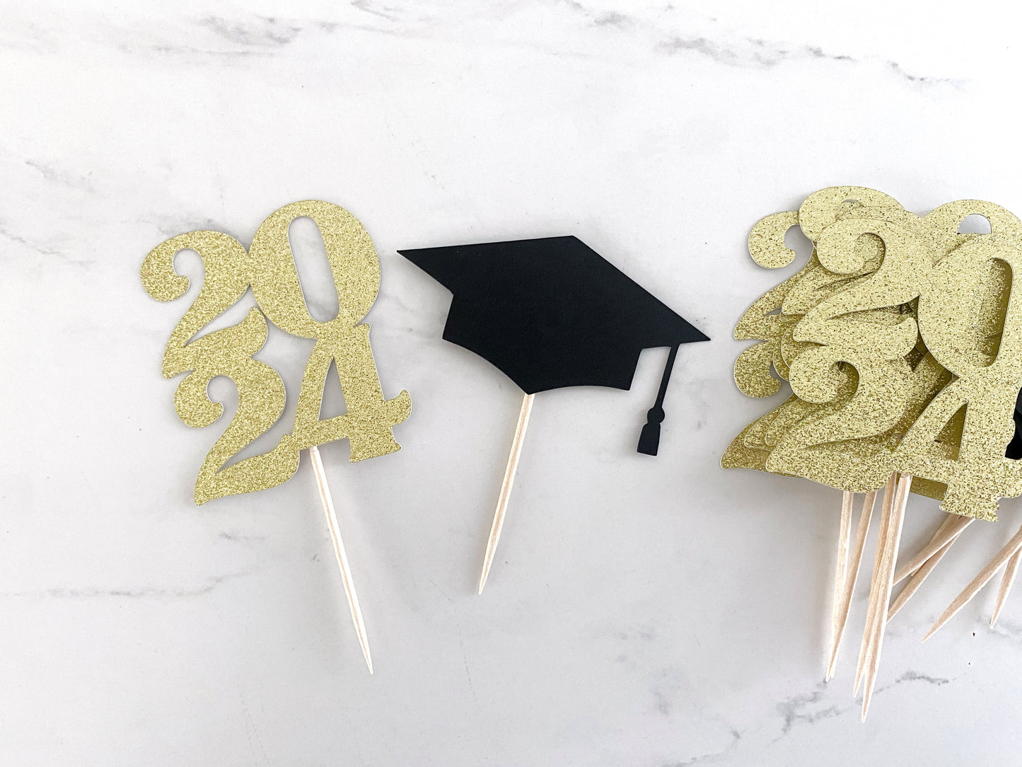 Graduation Cupcake Toppers - 2025 and Grad Caps