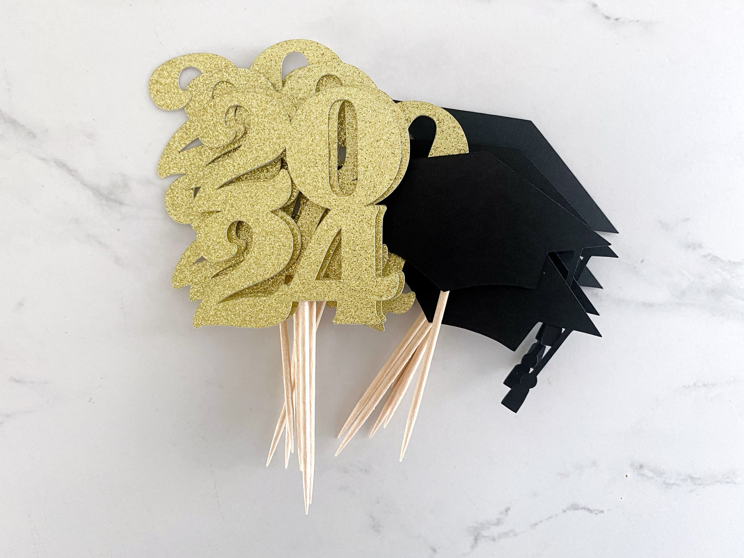 Graduation Cupcake Toppers - 2025 and Grad Caps