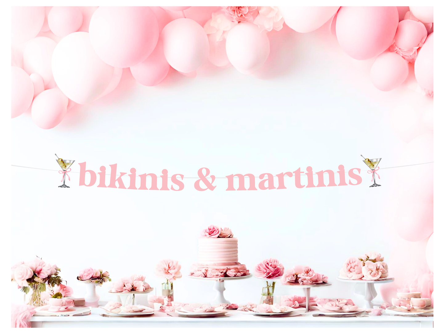 Bikinis and Martinis Banner, Martini Bachelorette Decor