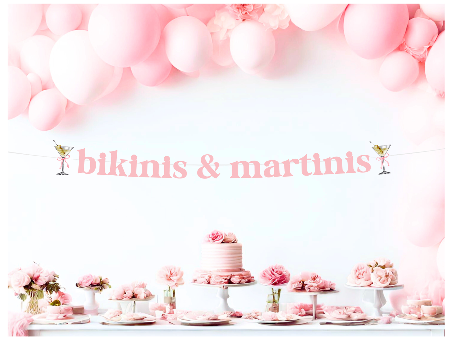 Bikinis and Martinis Banner, Martini Bachelorette Decor