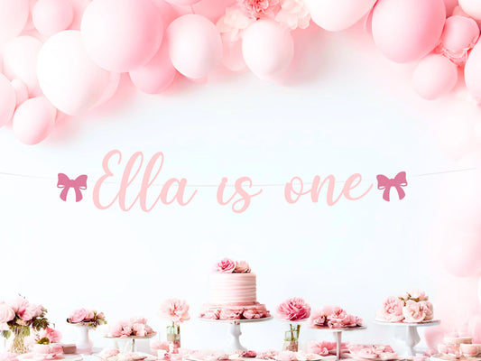 Personalized Name Bow Themed Birthday Banner