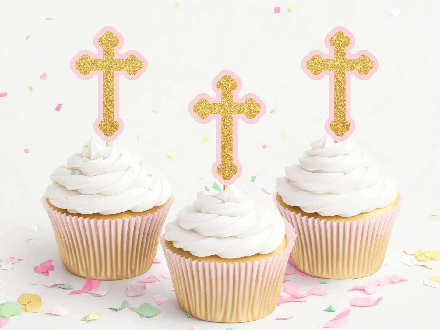 Cross Cupcake Toppers for Baptism or Communions