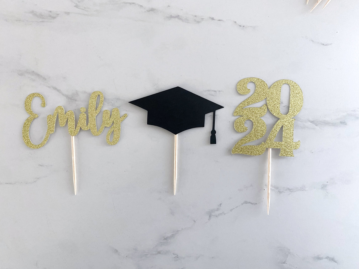 Graduation Cupcake Toppers - Personalized Name, Year and Grad Cap