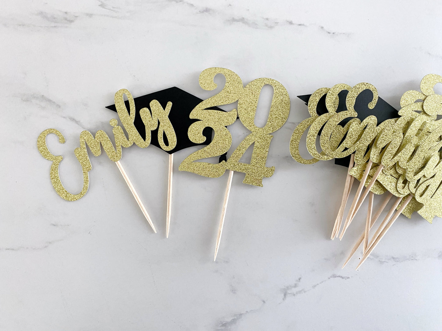 Graduation Cupcake Toppers - Personalized Name, Year and Grad Cap