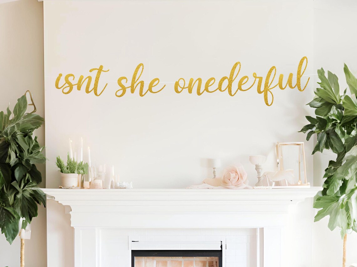 Isn't She Onederful First Birthday Glitter Banner, First Birthday Party Decor