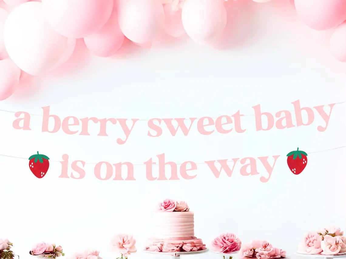 Berry Sweet Baby Shower Banner, Strawberry Theme Decor