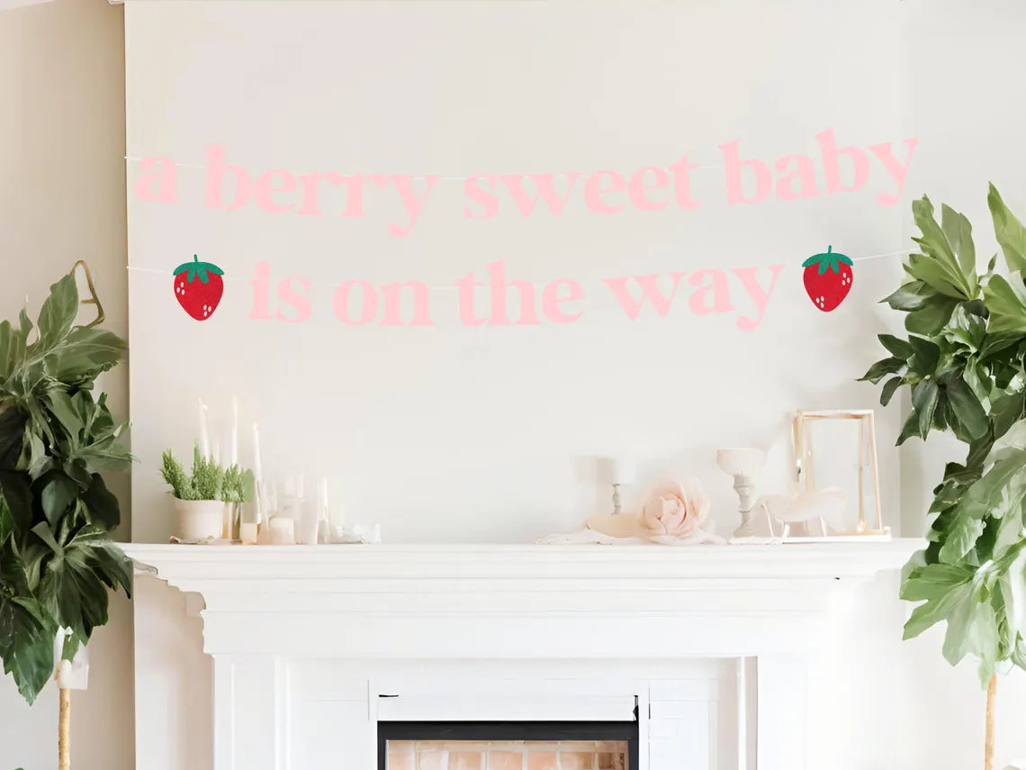Berry Sweet Baby Shower Banner, Strawberry Theme Decor