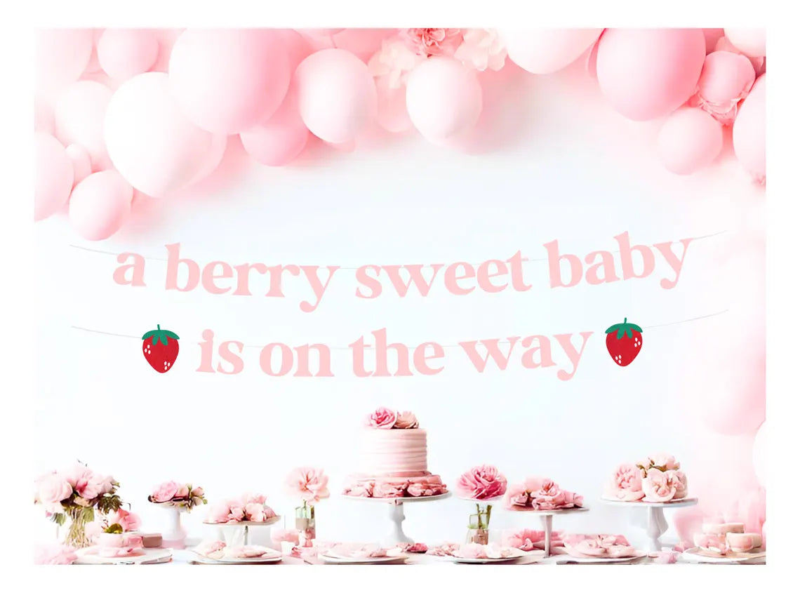 Berry Sweet Baby Shower Banner, Strawberry Theme Decor