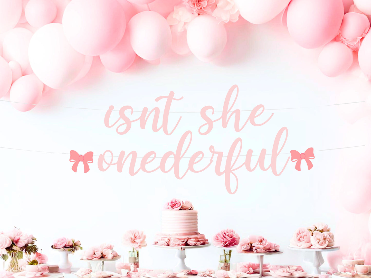 Isn't She Onederful Bow Themed First Birthday Banner
