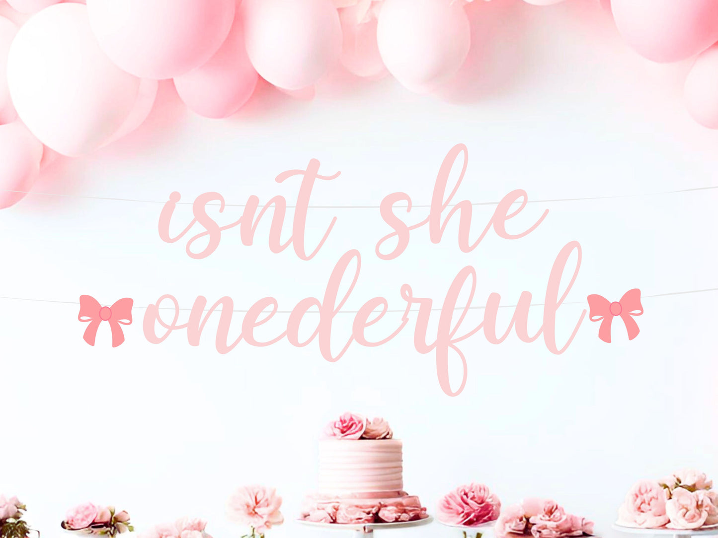 Isn't She Onederful Bow Themed First Birthday Banner