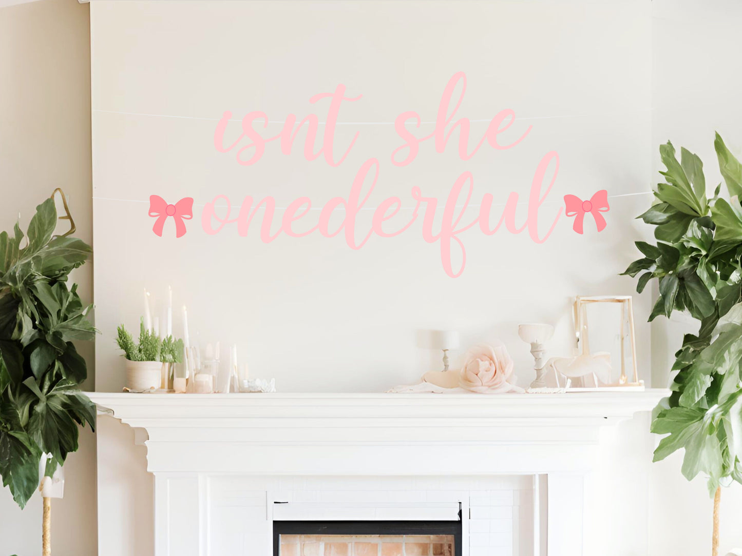 Isn't She Onederful Bow Themed First Birthday Banner